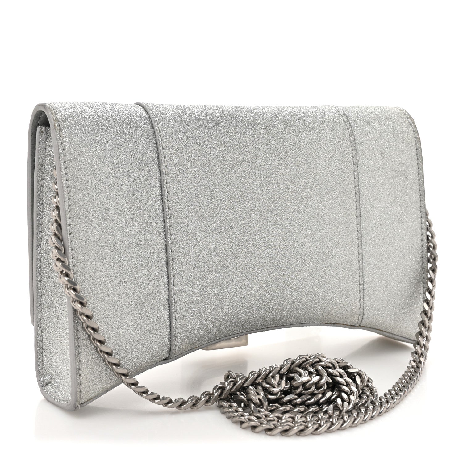 Balenciaga Sparkling Fabric XS Hourglass Wallet On Chain Silver 3 of 15