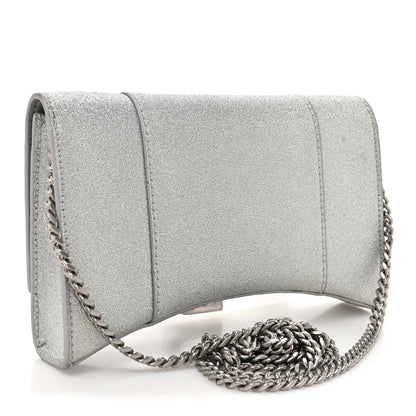 Balenciaga Sparkling Fabric XS Hourglass Wallet On Chain Silver 3 of 15