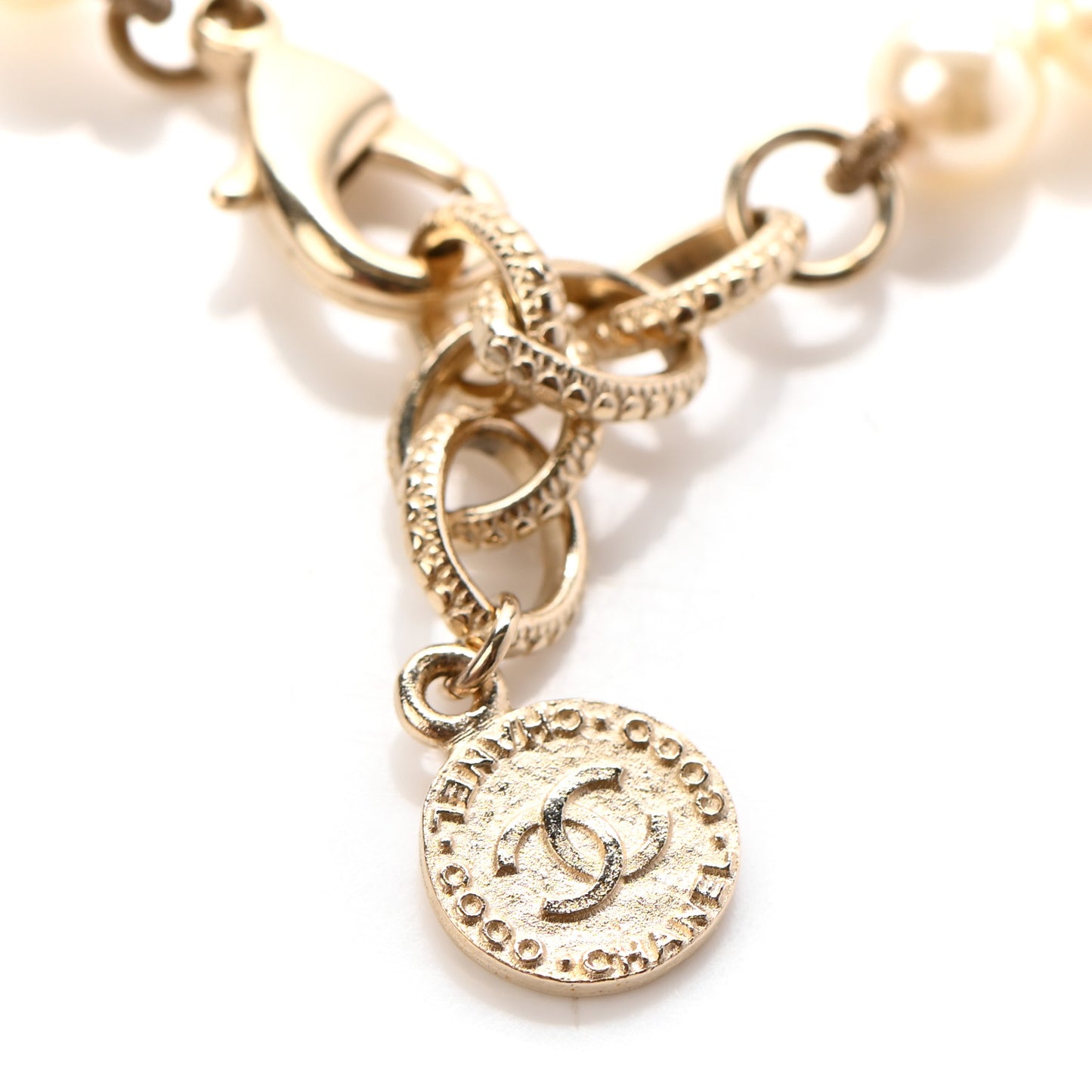 Pearl CC 100th Anniversary Necklace Light Gold