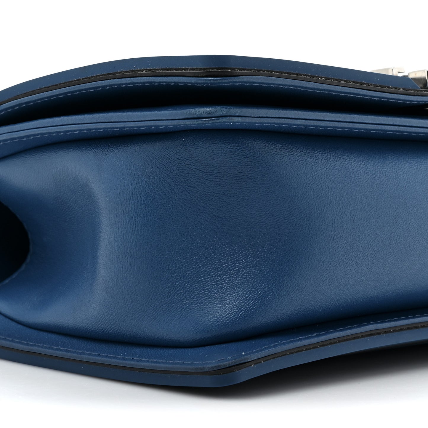 Lambskin Rubber Quilted Medium Two Tone Boy Flap Blue Black
