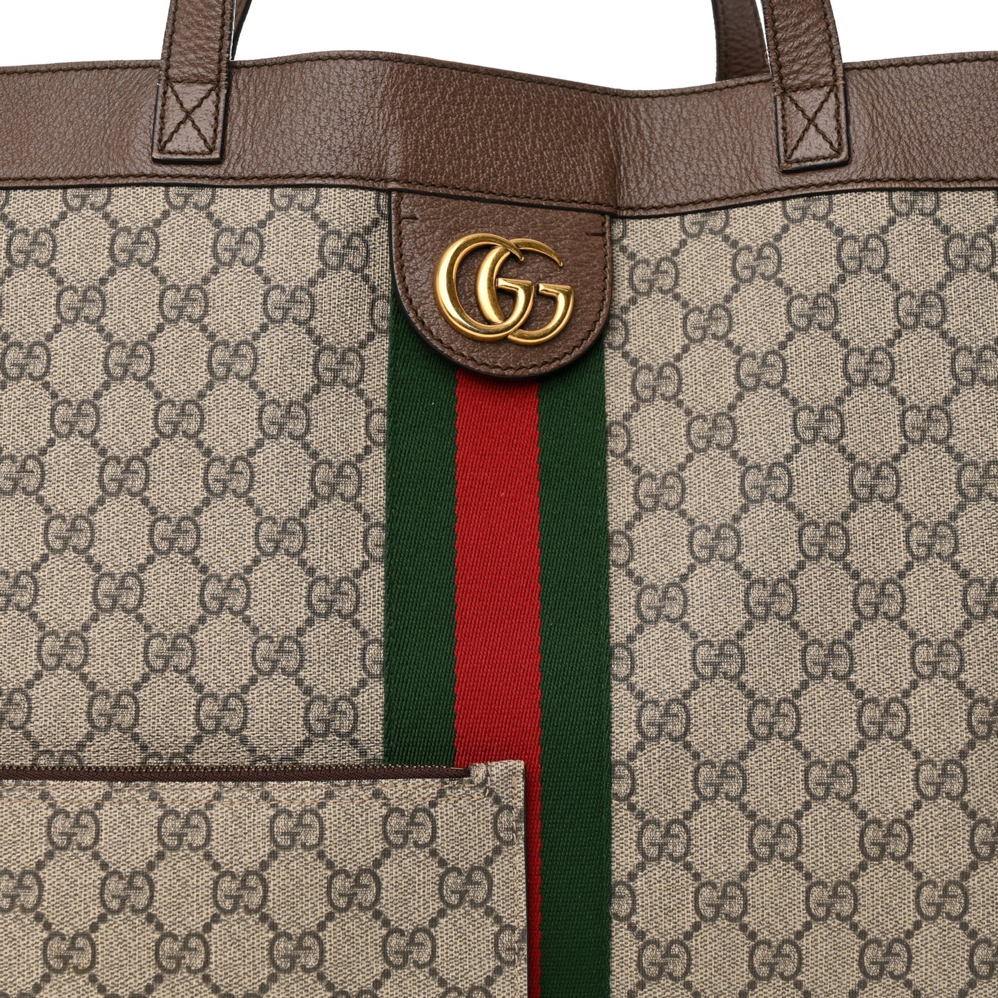 GG Supreme Monogram Web Ophidia Tote Brown