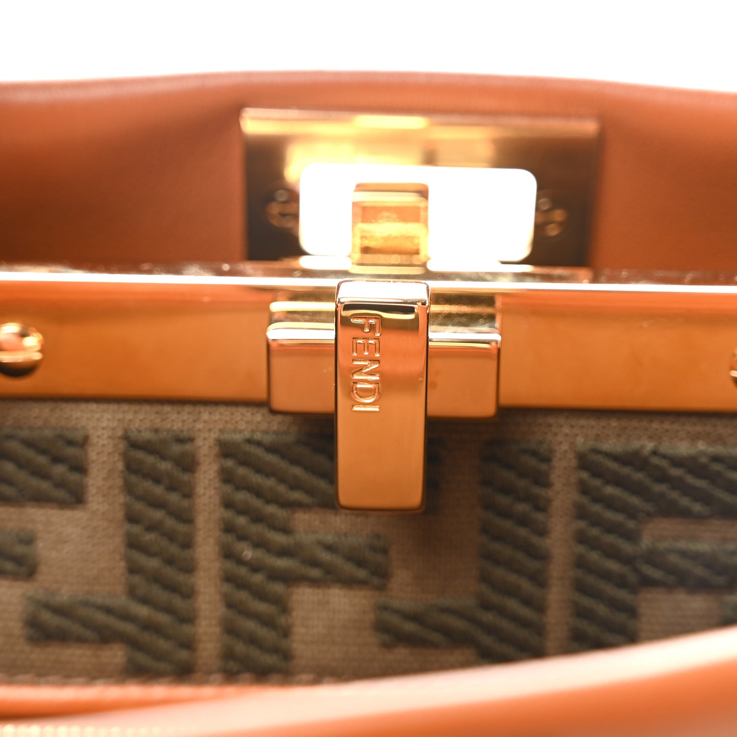 Vitello Seta Canvas FF Embroidered Mini Peekaboo Iconic Satchel Brandy Amazzonia