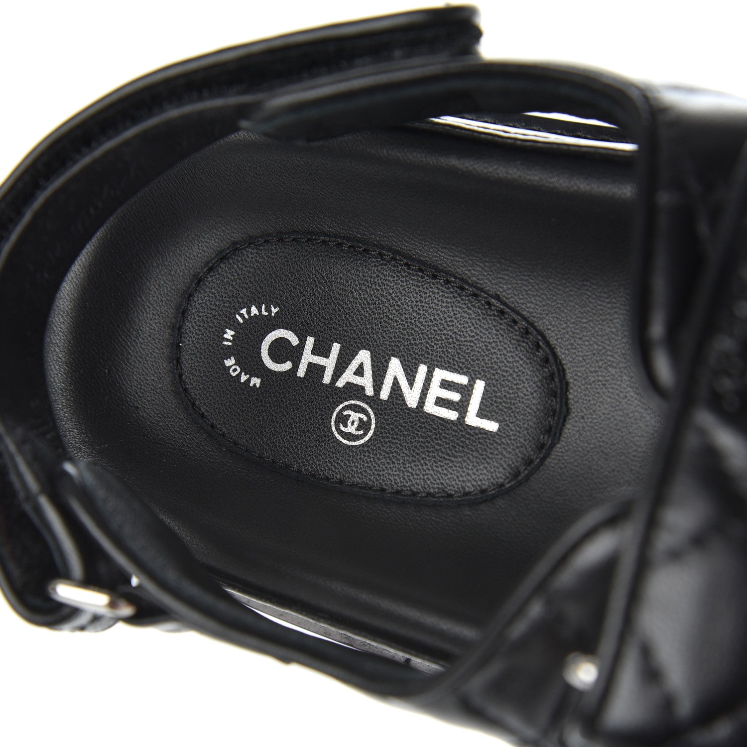 Chanel Lambskin Quilted Velcro Dad Sandals 38.5 Black 6 of 9