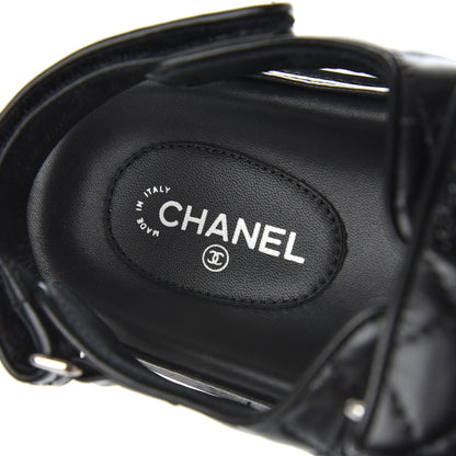 Chanel Lambskin Quilted Velcro Dad Sandals 38.5 Black 6 of 9