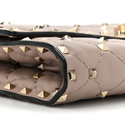Valentino Garavani Lambskin Rockstud Spike Wallet on Chain Poudre 9 of 10