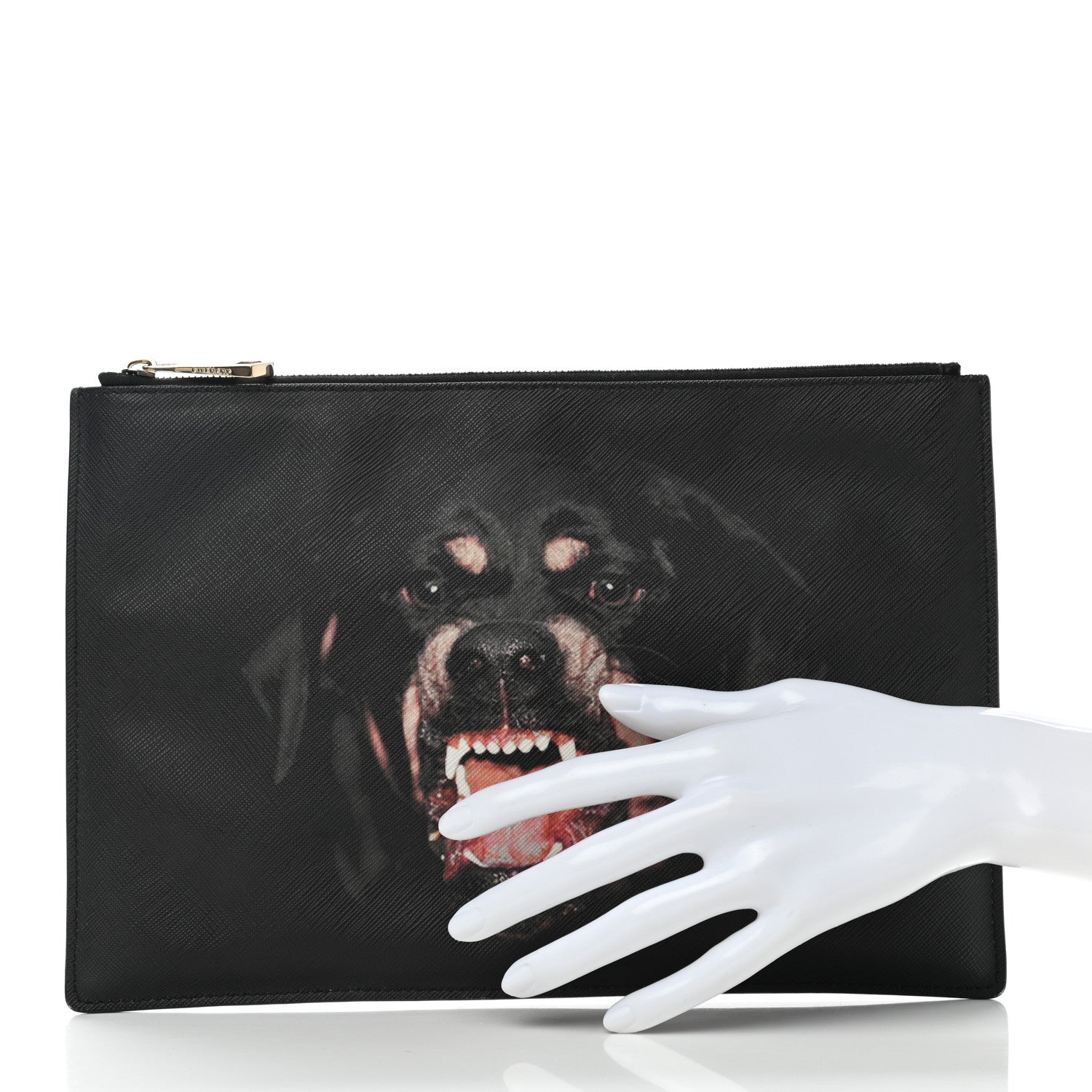 Givenchy Textured Coated Canvas Rottweiler Print Small Cosmetic Pouch Black 2 of 10