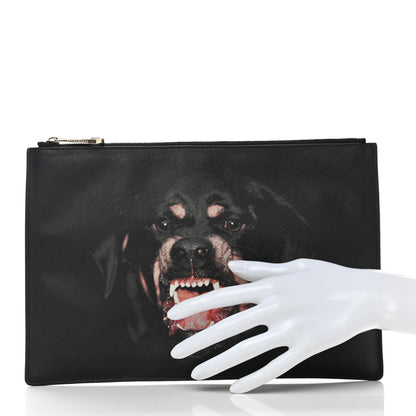 Givenchy Textured Coated Canvas Rottweiler Print Small Cosmetic Pouch Black 2 of 10