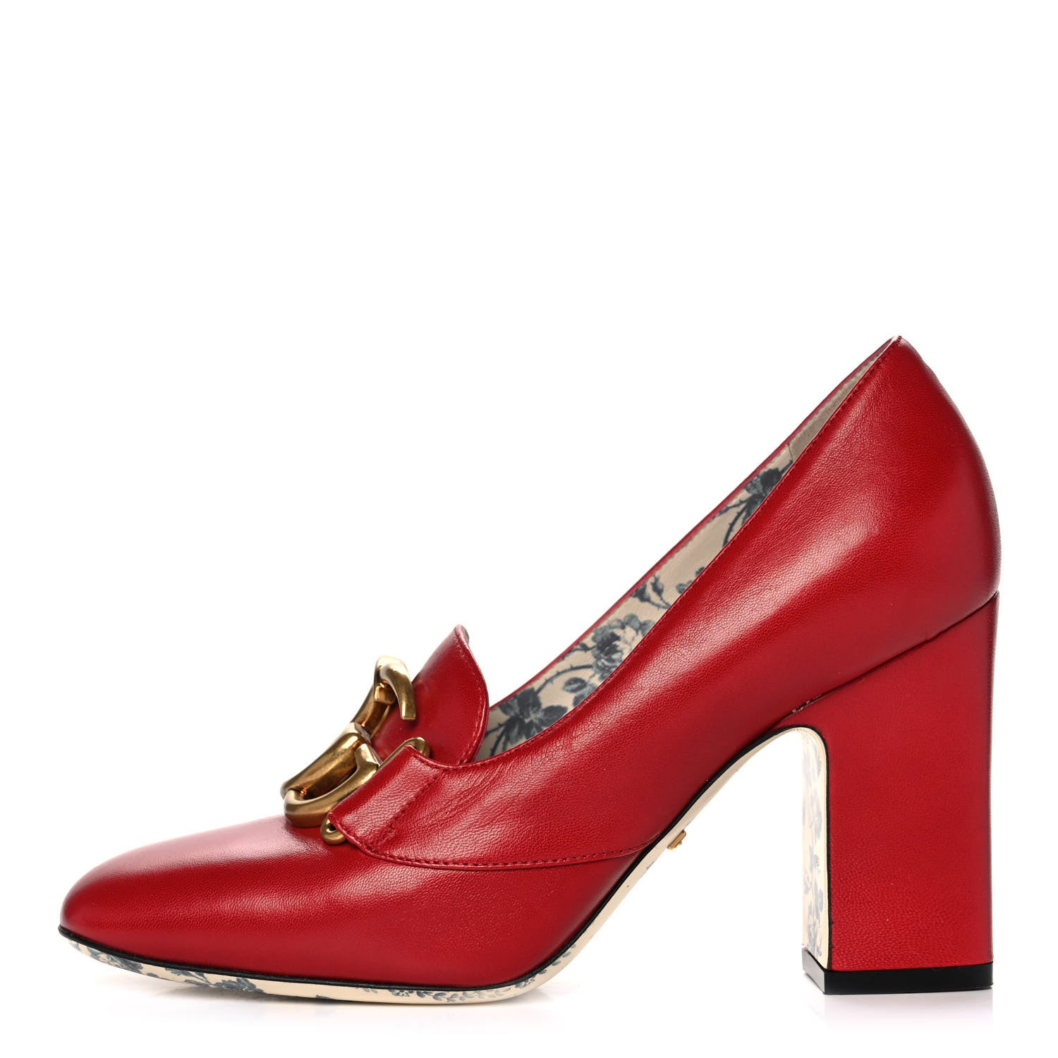 Gucci Malaga Kid GG Victoire 95mm Loafer Pumps 35.5 Hibiscus Red 1 of 10