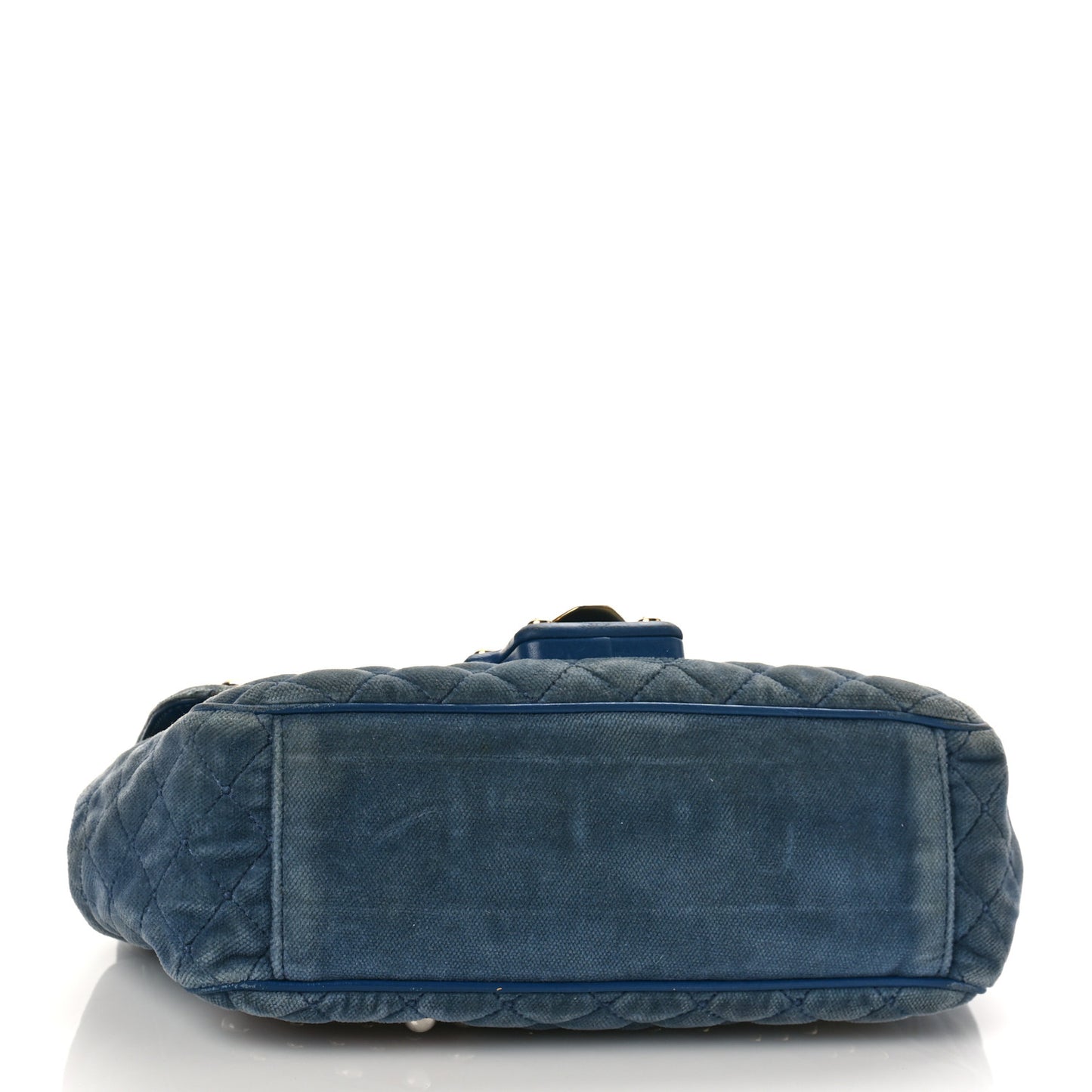 Velvet Watersnake Embellished Quilted Lucia Shoulder Bag Blue