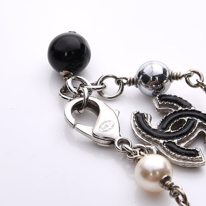 Chanel Pearl Beaded CC Bracelet Black Silver 4 of 5