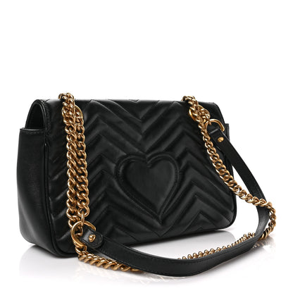 Gucci Calfskin Matelasse Small GG Marmont Shoulder Bag Black 3 of 9