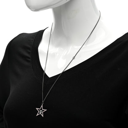 Chanel Crystal Star CC Pendant Necklace Silver 2 of 6
