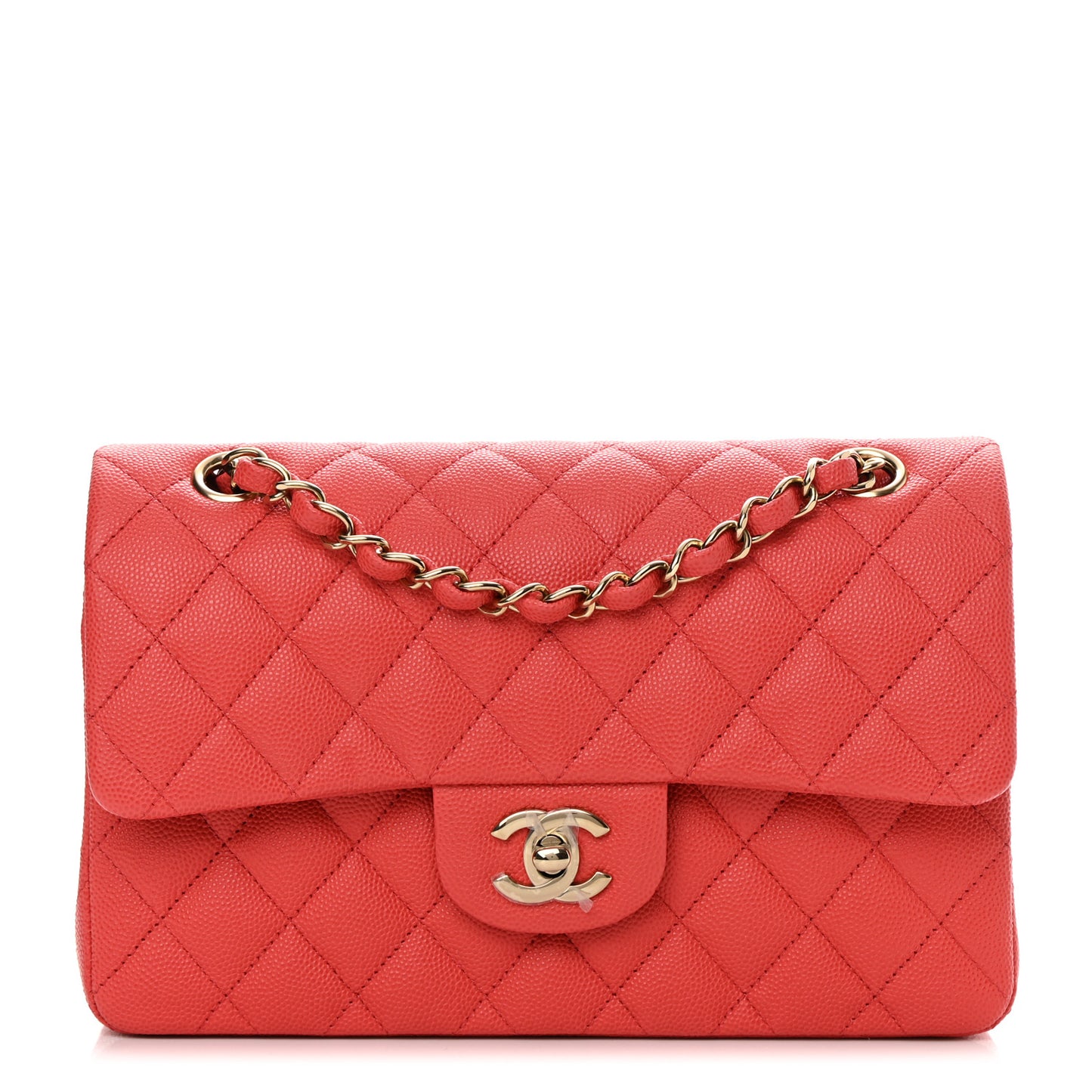 Caviar Quilted Small Double Flap Red
