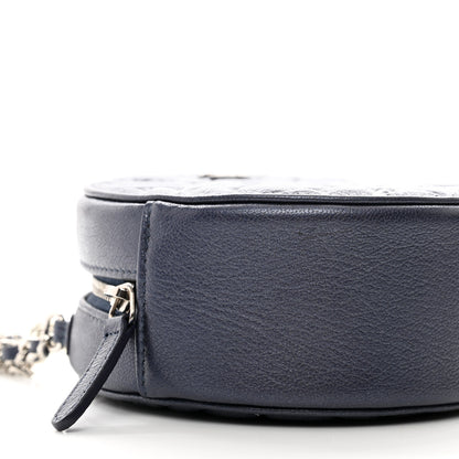 Chanel Goatskin Camellia Quilted Round Clutch With Chain 8 of 10