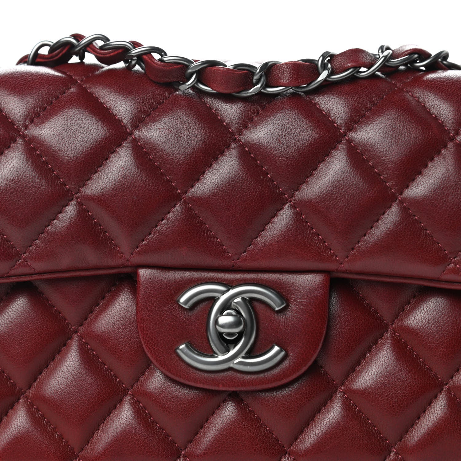 Chanel Lambskin Quilted East West Flap Dark Red 10 of 10