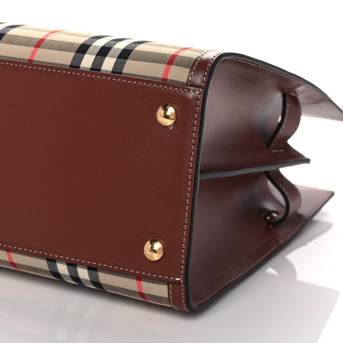Calfskin Vintage Check Two Handle Title Bag Archive Beige