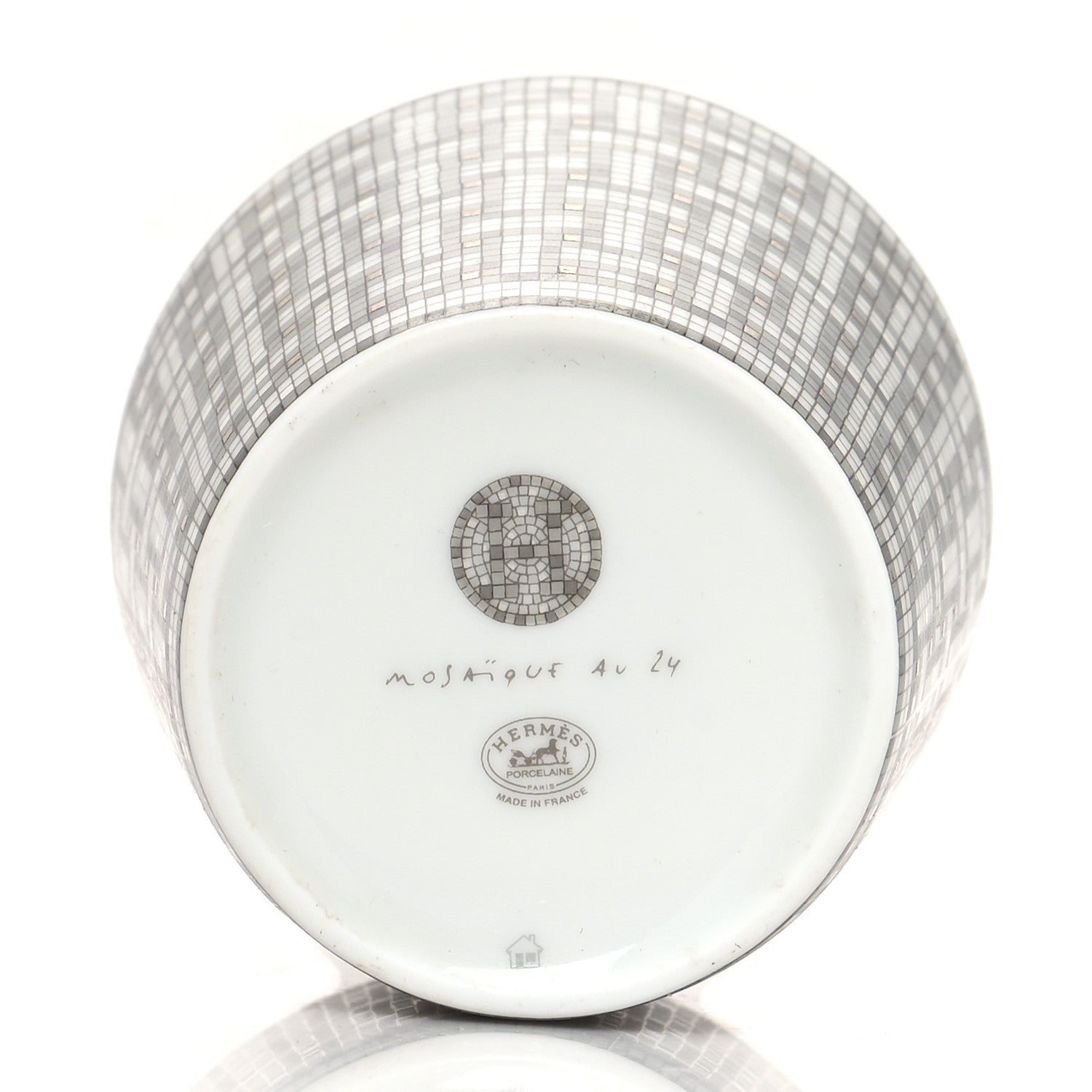 Hermes Porcelain Mosaique Au 24 Porcelain Candle Tumbler Platinum 4 of 7