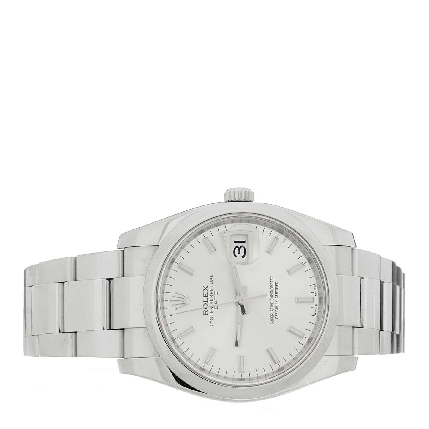Stainless Steel 34mm Oyster Perpertual Date Watch Silver 115200