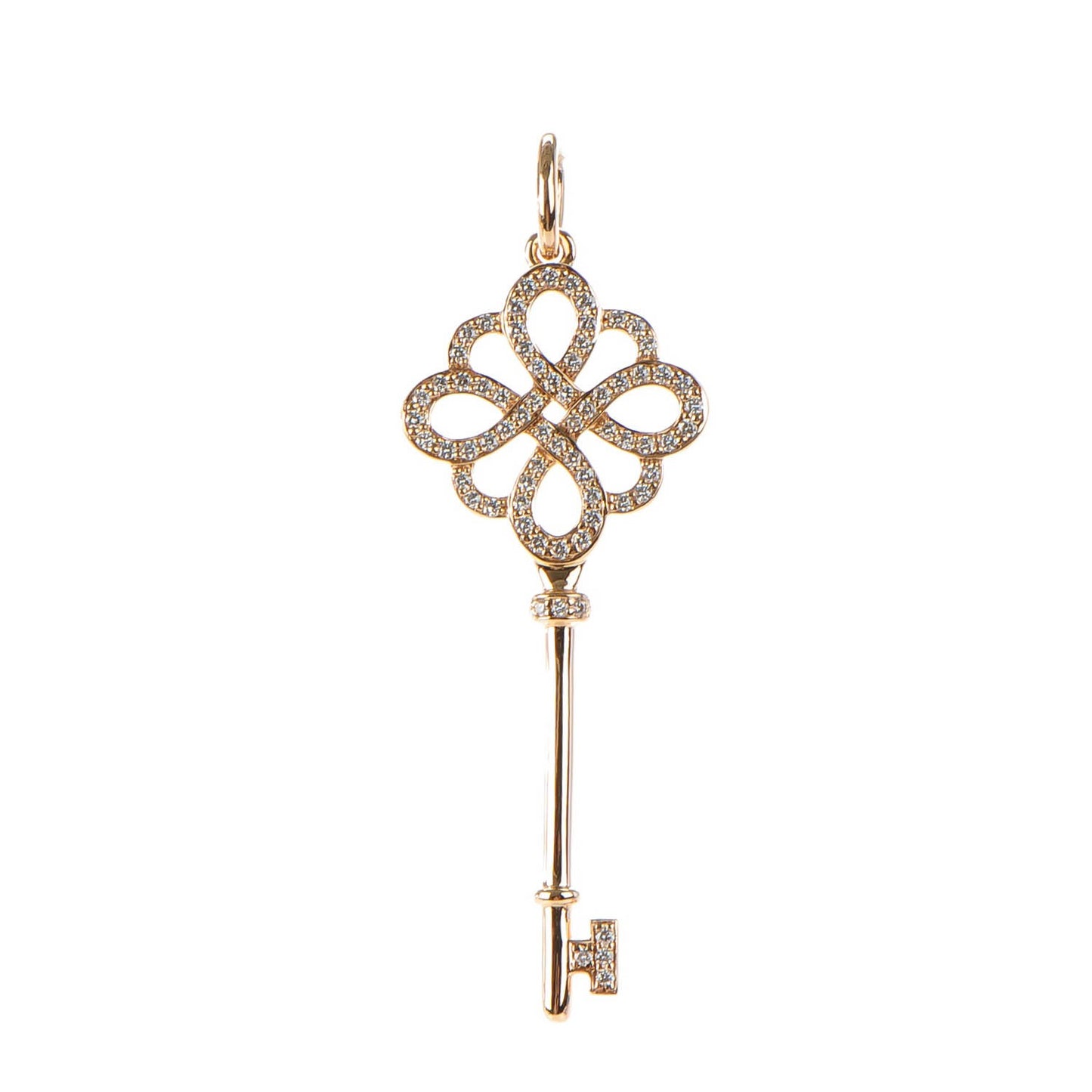 18K Rose Gold Diamond Knot Key Pendant