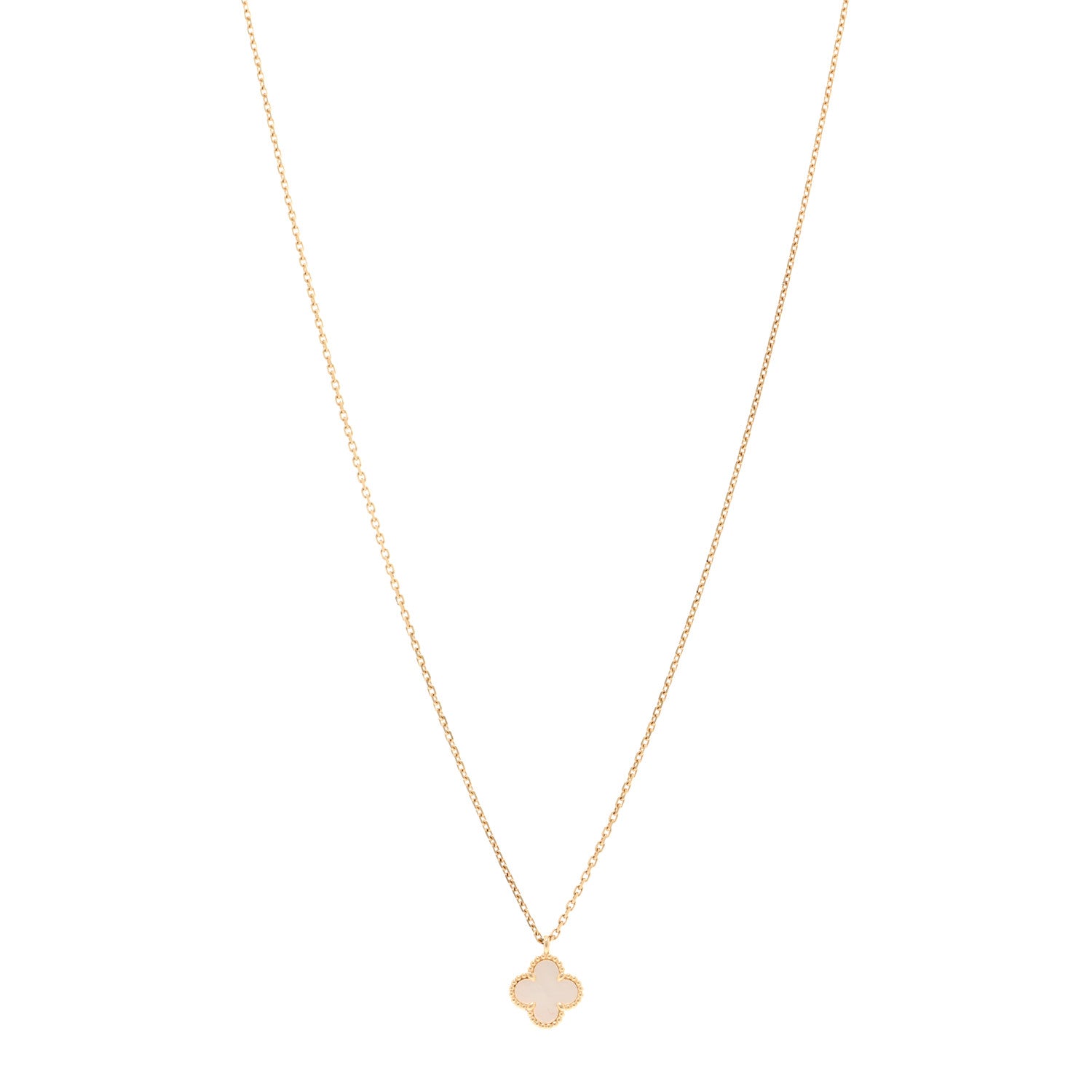 Van Cleef & Arpels 18K Yellow Gold Mother of Pearl Sweet Alhambra Pendant Necklace 1 of 5