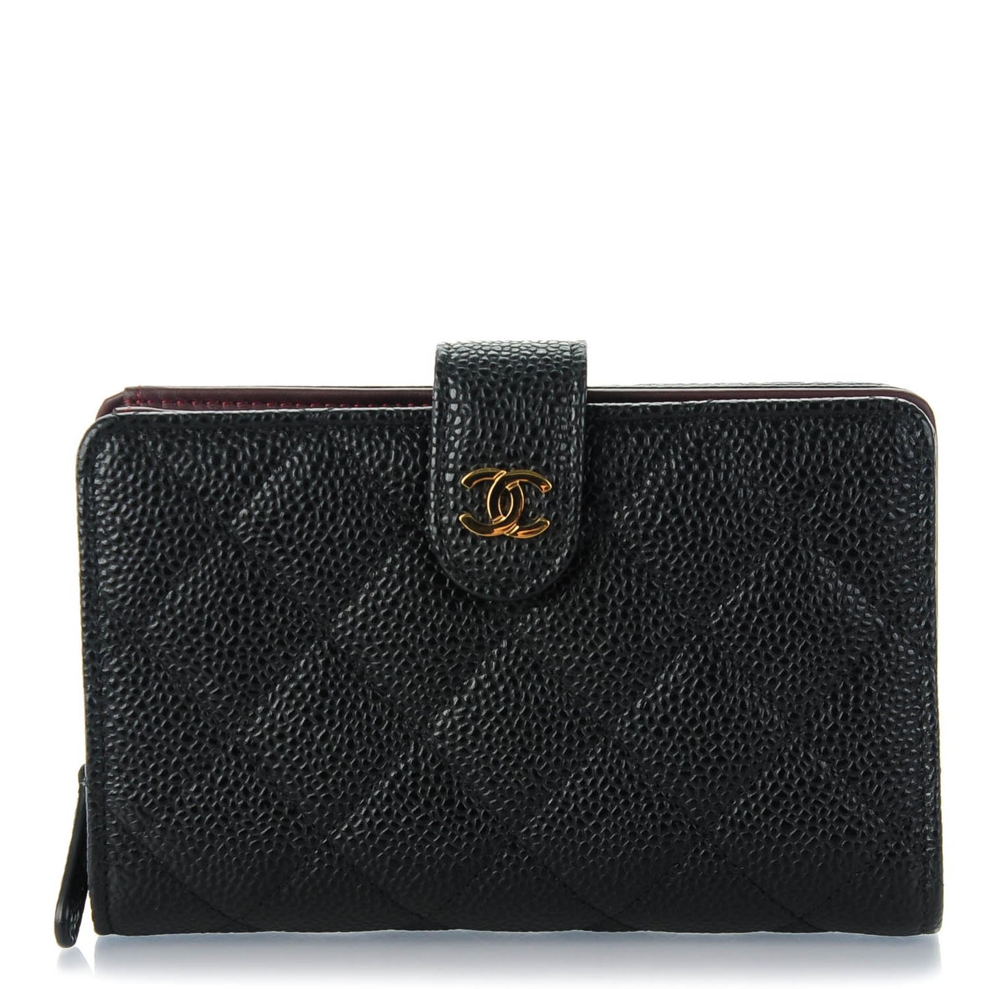 Caviar Quilted Zipped Pocket Wallet Black