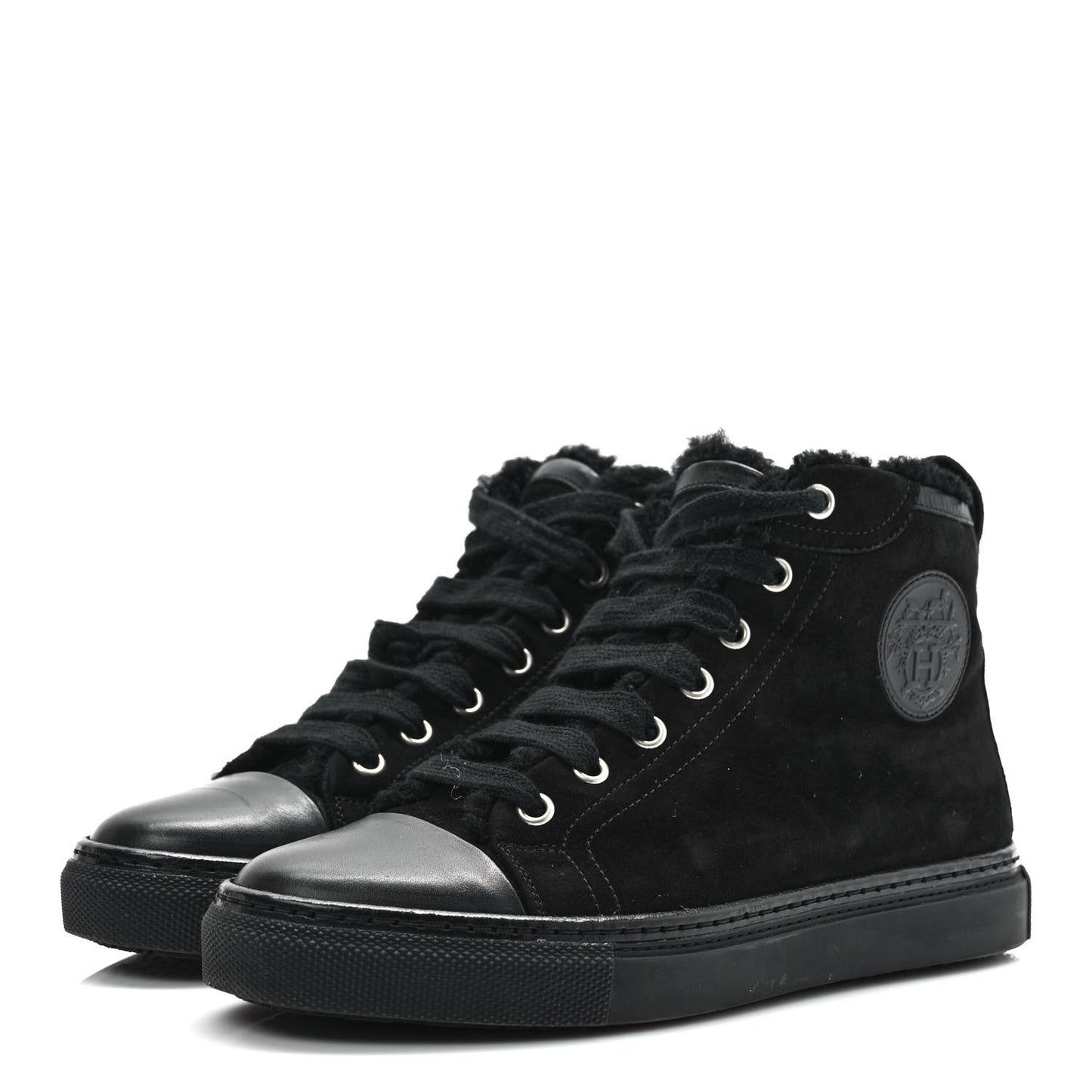 Suede Shearling Womens Jimmy High Top Sneakers 35.5 Black