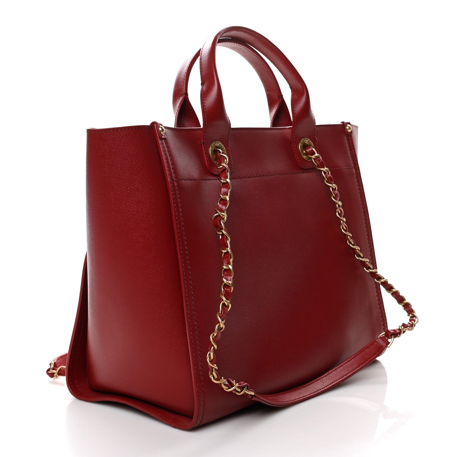 Chanel Caviar Small Studded Deauville Tote Red 3 of 10