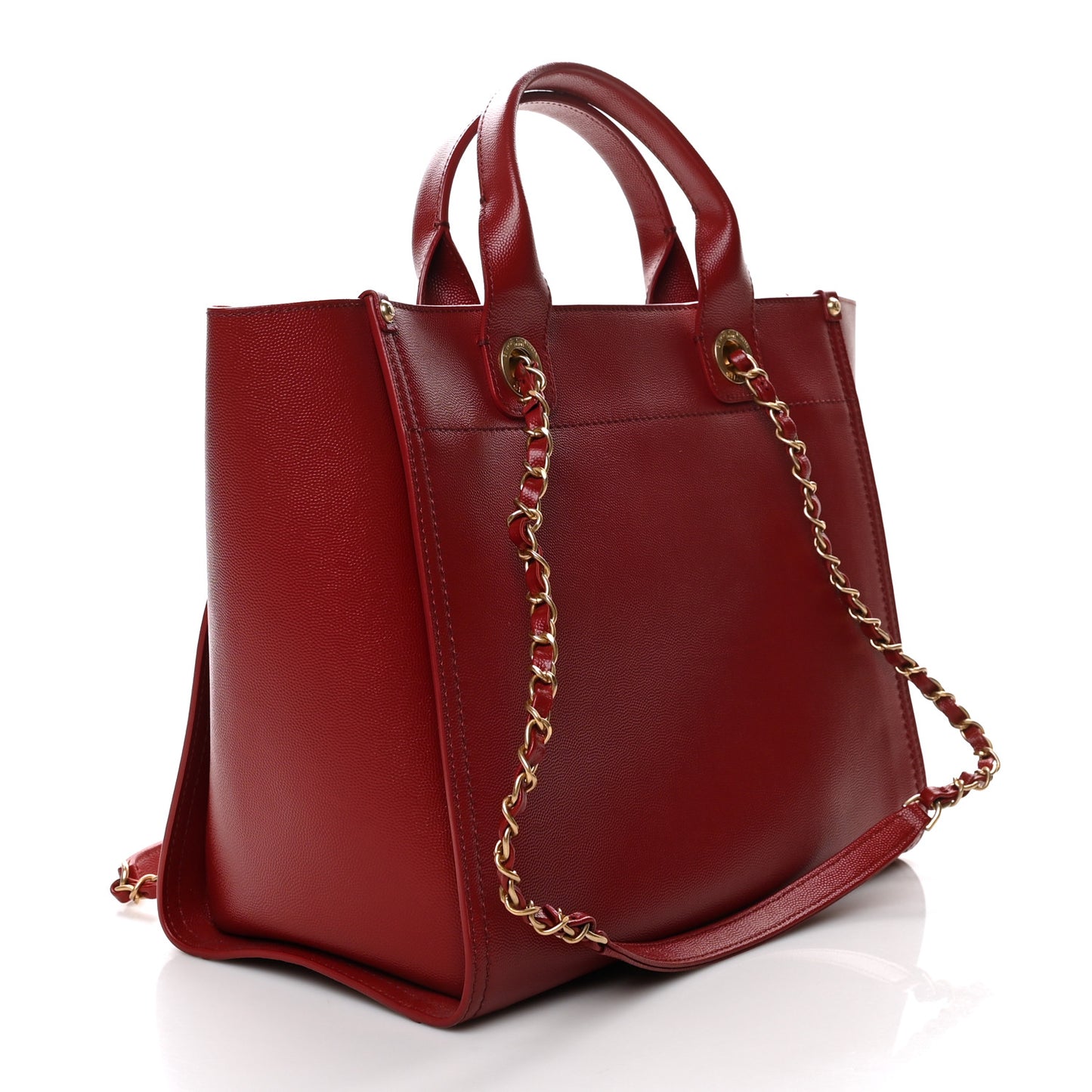 Caviar Small Studded Deauville Tote Red