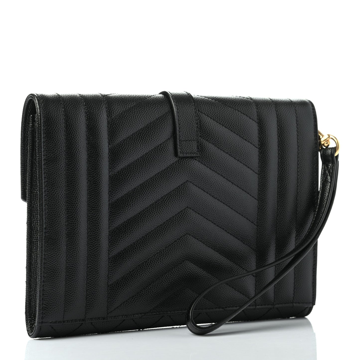 Grain De Poudre Textured Mixed Matelasse Triquilt Monogram Clutch Black