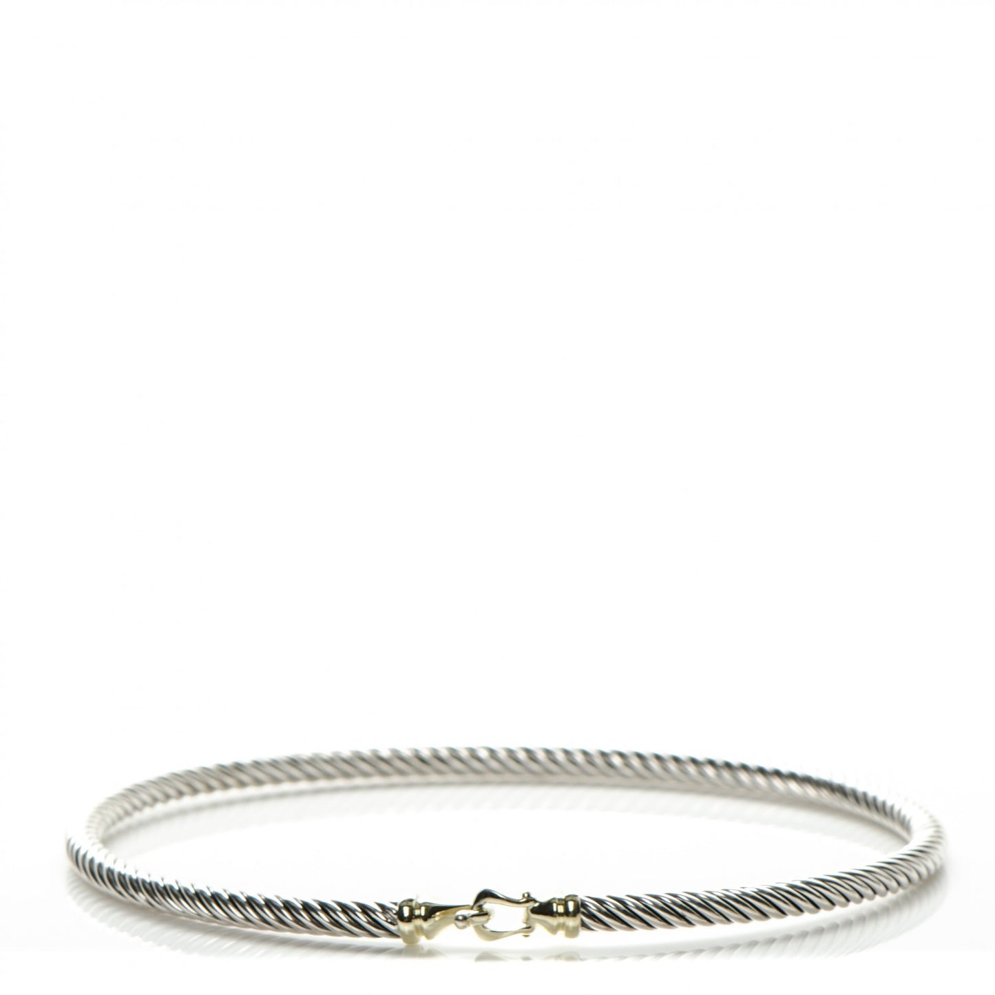 Sterling Silver 18K Yellow Gold 3mm Cable Buckle Bracelet