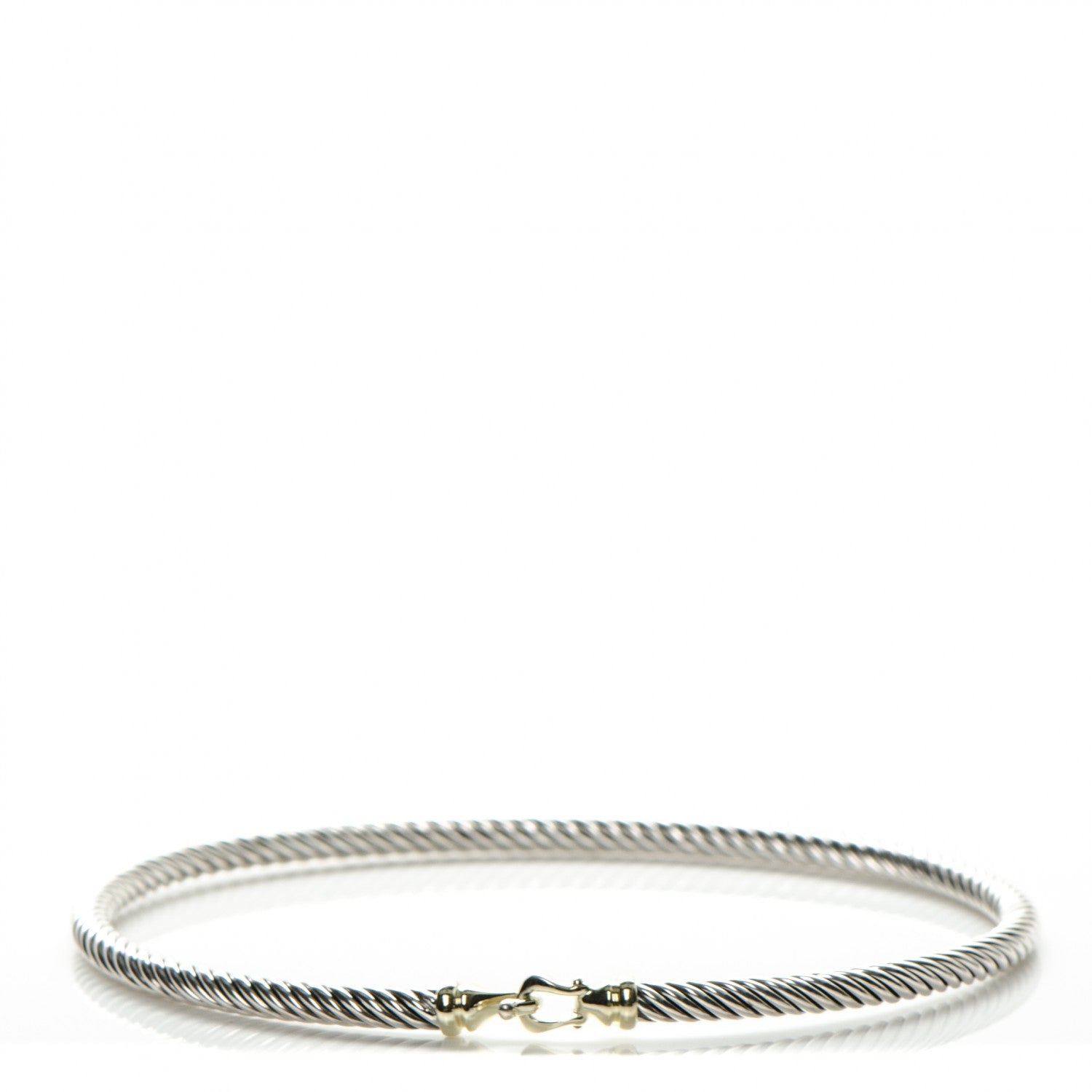 David Yurman Sterling Silver 18K Yellow Gold 3mm Cable Buckle Bracelet 1 of 4