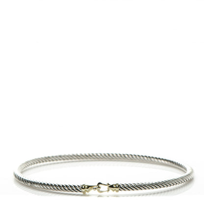 David Yurman Sterling Silver 18K Yellow Gold 3mm Cable Buckle Bracelet 1 of 4