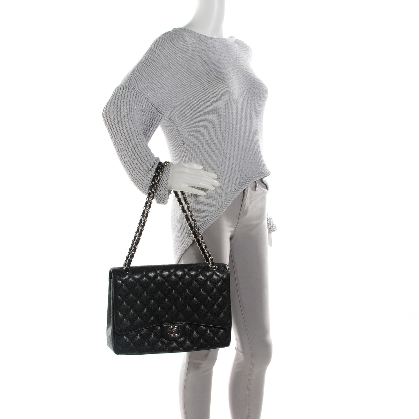 Caviar Quilted Maxi Single Flap Black