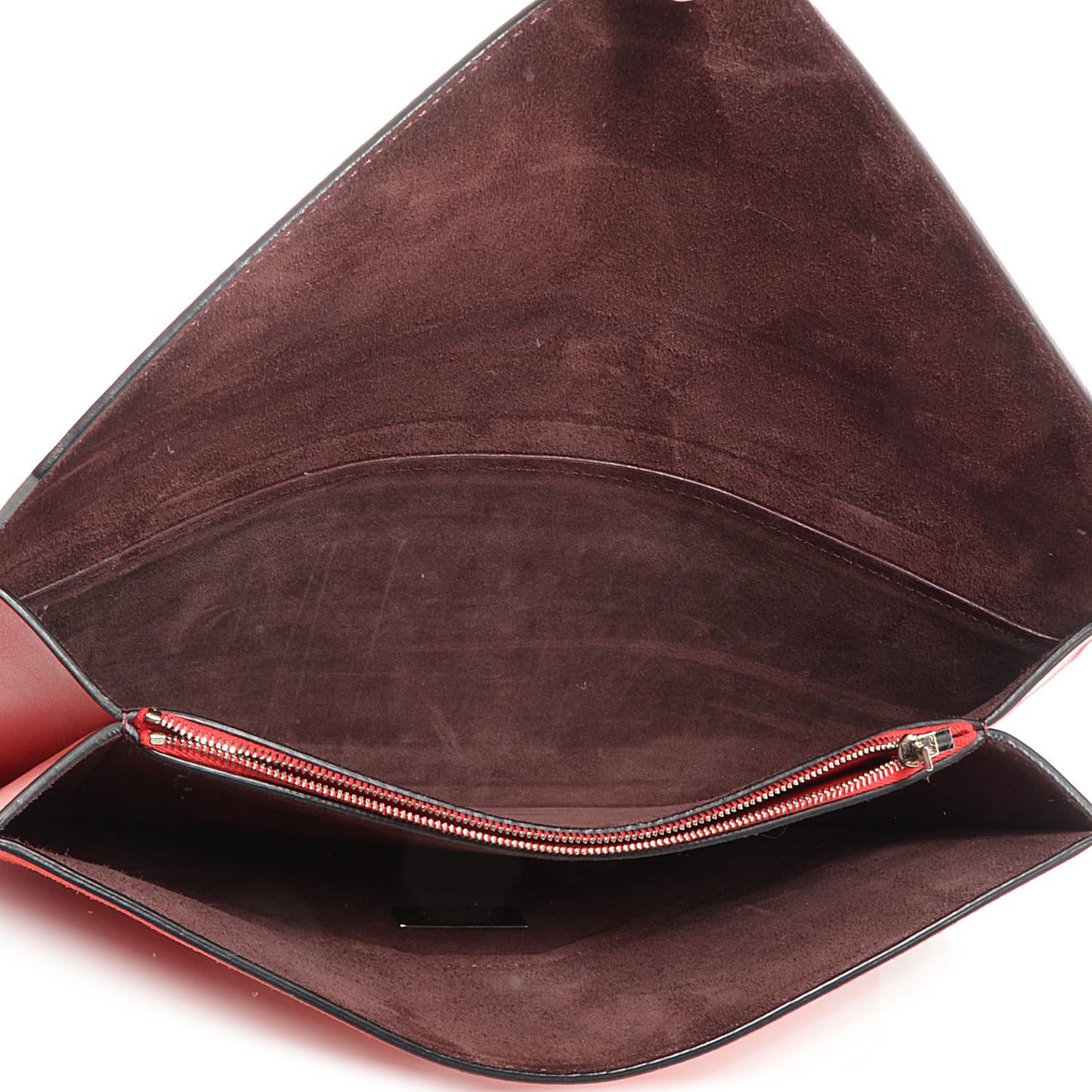 Leather Suede Diamond Clutch Red