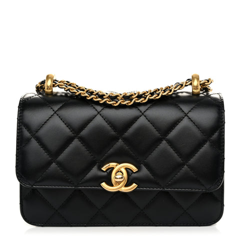 Calfskin Quilted Mini Perfect Fit Flap Black