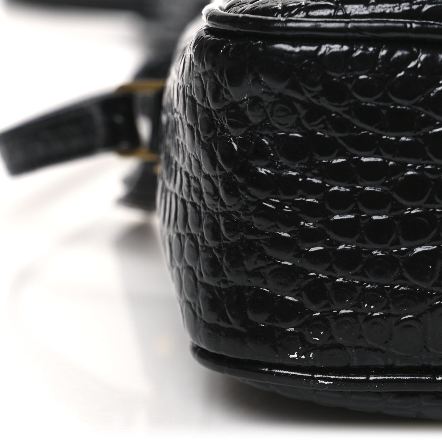 Saint Laurent Patent Calfskin Crocodile Embossed Monogram Lou Camera Bag Black 13 of 13