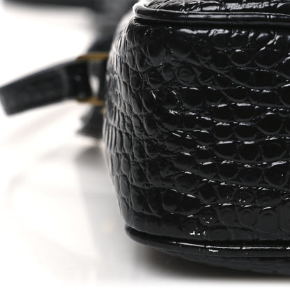 Saint Laurent Patent Calfskin Crocodile Embossed Monogram Lou Camera Bag Black 13 of 13