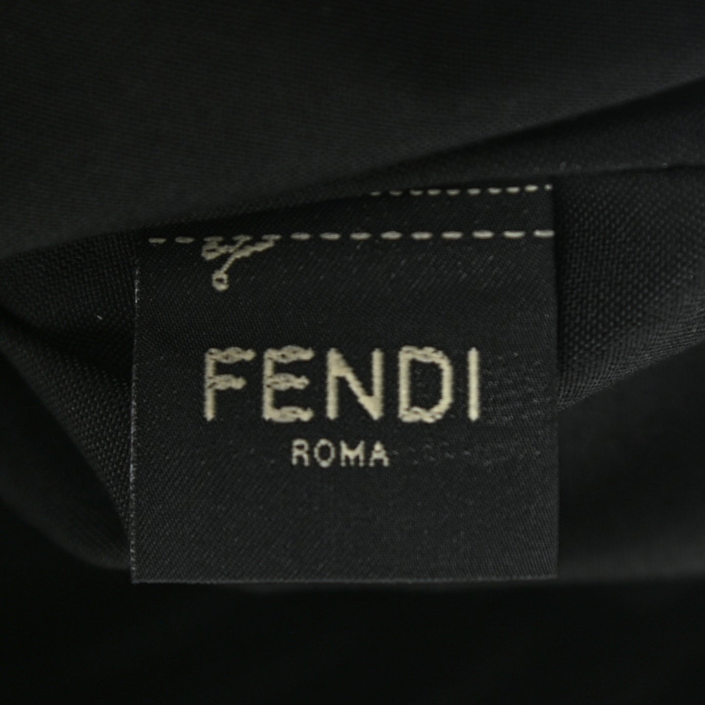 Glazed Fabric Vitello Century FF 1974 Stamp Patch Large Flat Pouch Mogano Panna Black