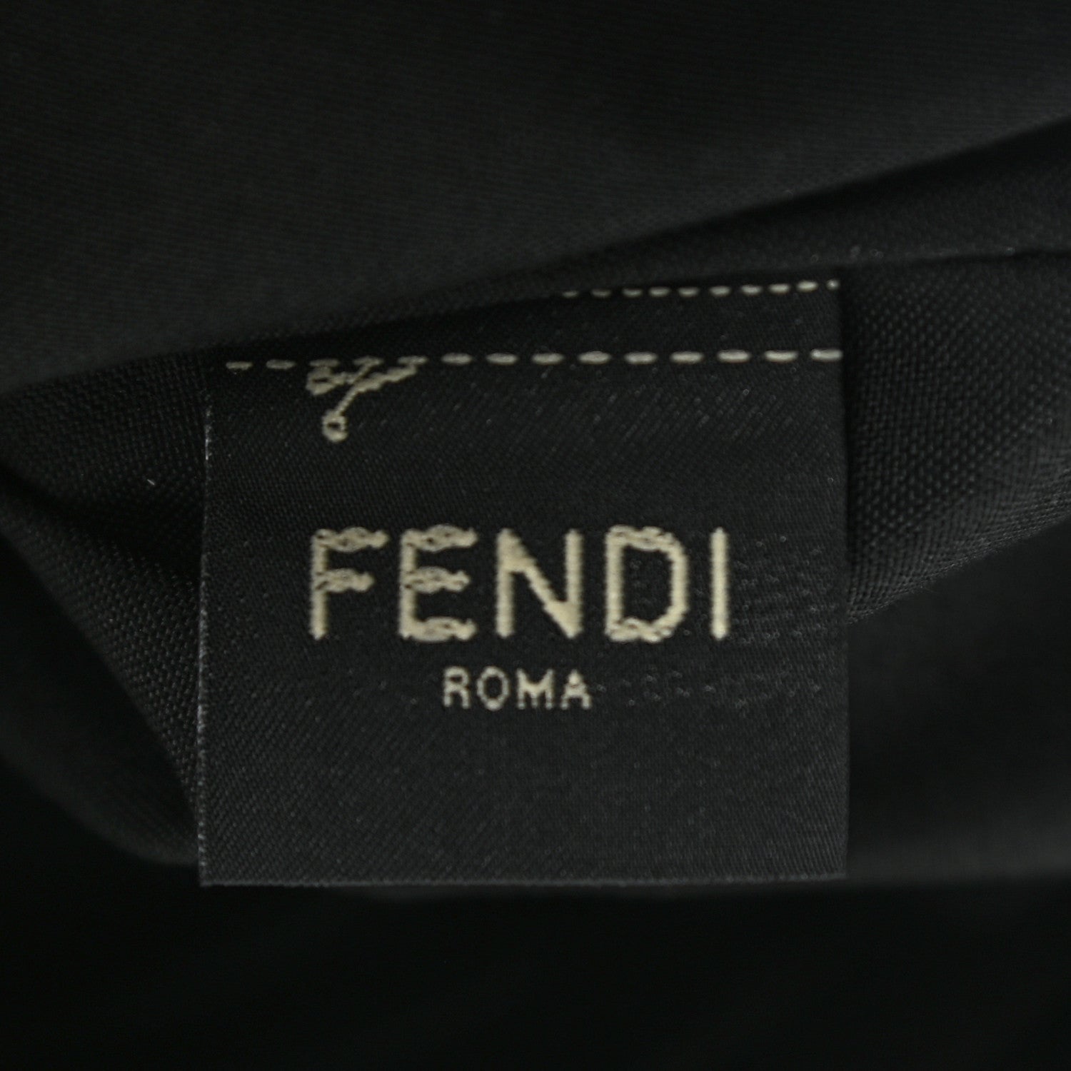 Fendi Glazed Fabric Vitello Century FF 1974 Stamp Patch Large Flat Pouch Mogano Panna Black 6 of 7
