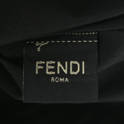 Fendi Glazed Fabric Vitello Century FF 1974 Stamp Patch Large Flat Pouch Mogano Panna Black 6 of 7