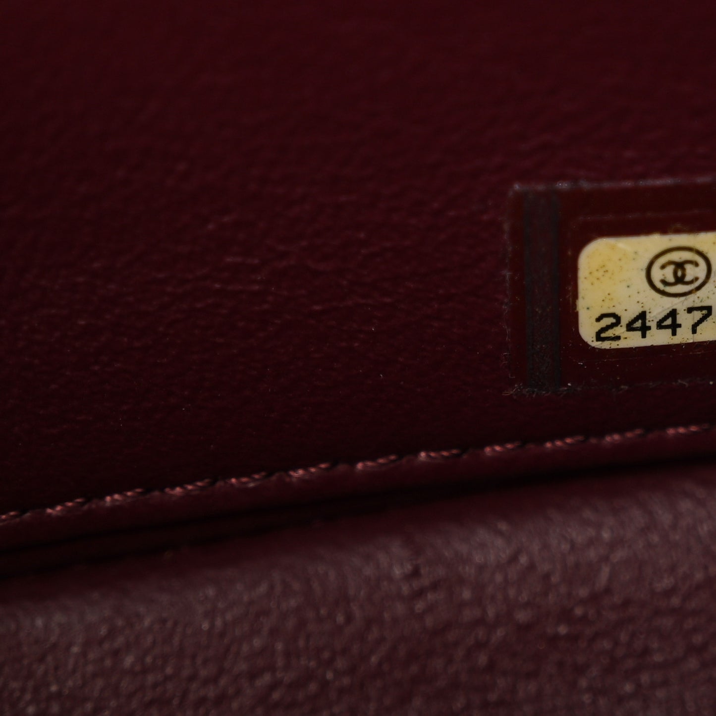 Lambskin Reversed Chevron Quilted Flap Dark Red