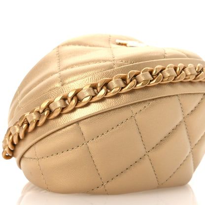 Chanel Metallic Lambskin Quilted Chain Around Mini Pouch Gold 9 of 11