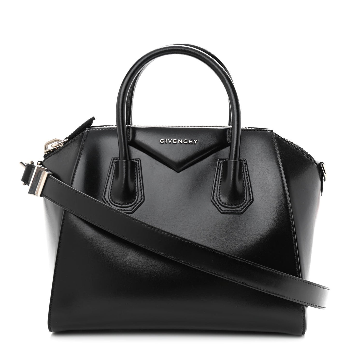 Shiny Lord Calfskin Small Antigona Black