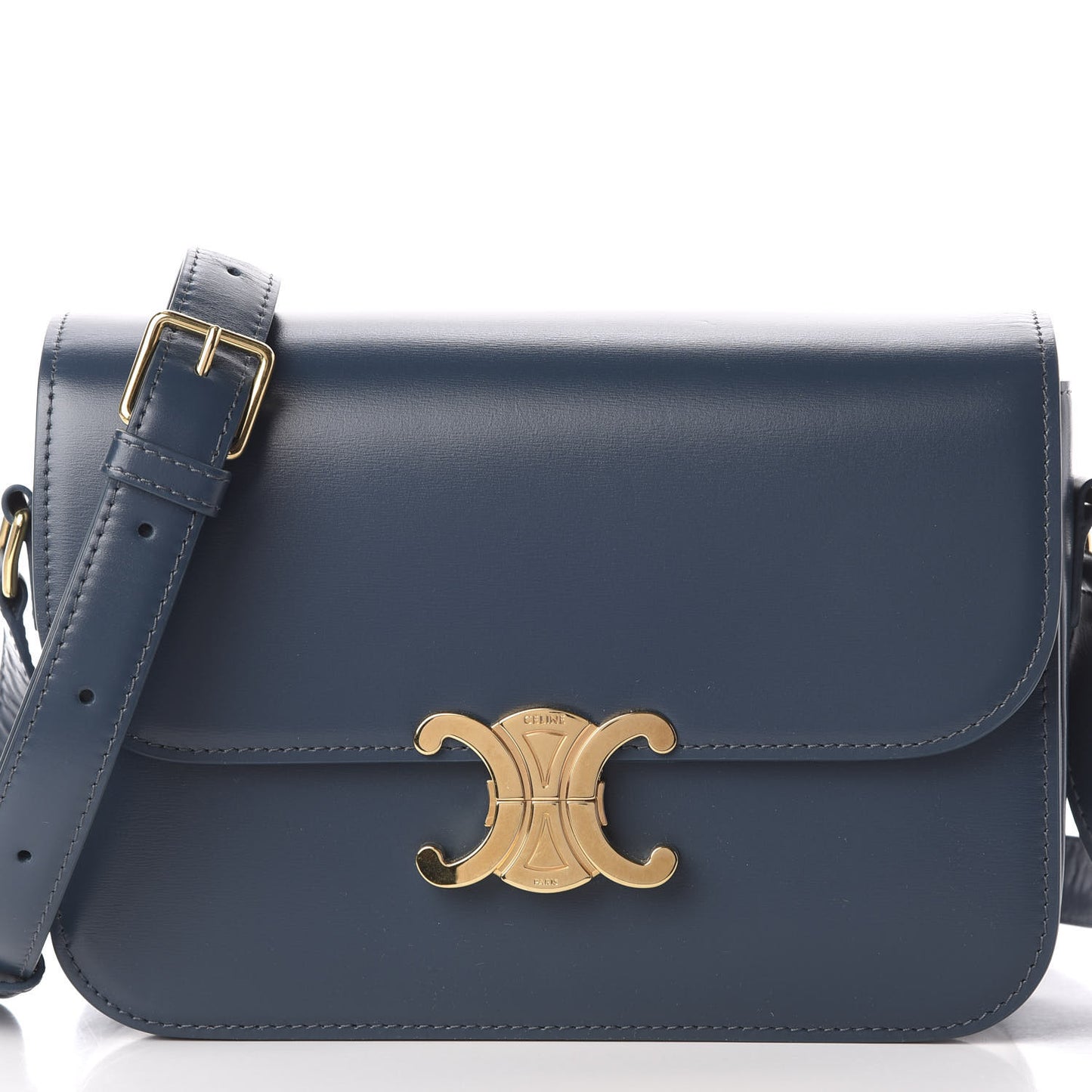 Shiny Calfskin Medium Triomphe Dark Blue