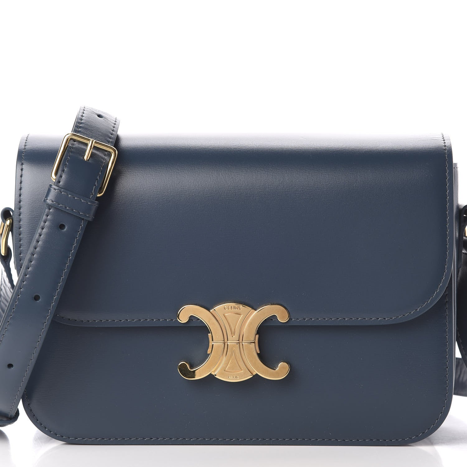 Celine Shiny Calfskin Medium Triomphe Dark Blue 11 of 11