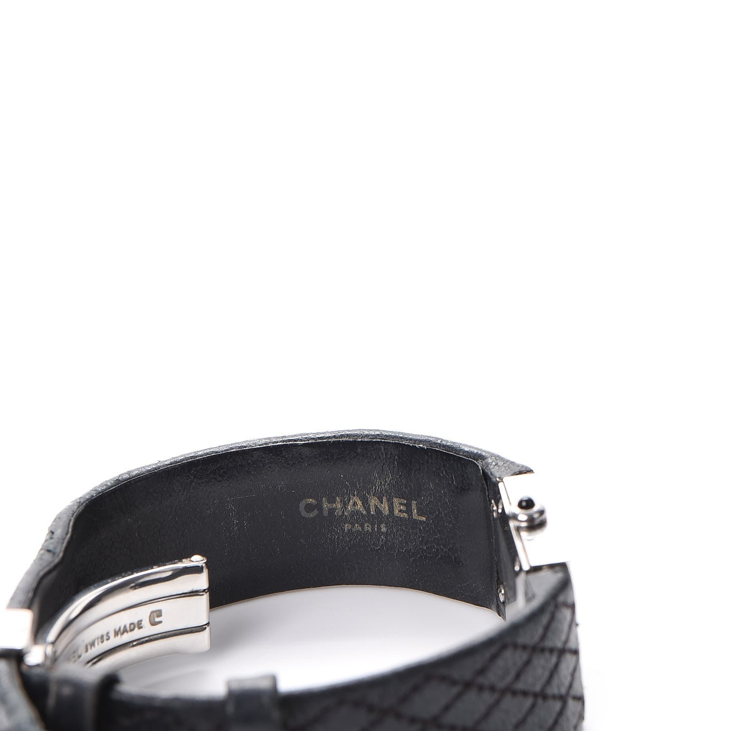 Chanel Stainless Steel Calfskin 19mm Quilted Matelasse Quartz Watch Black 6 of 10