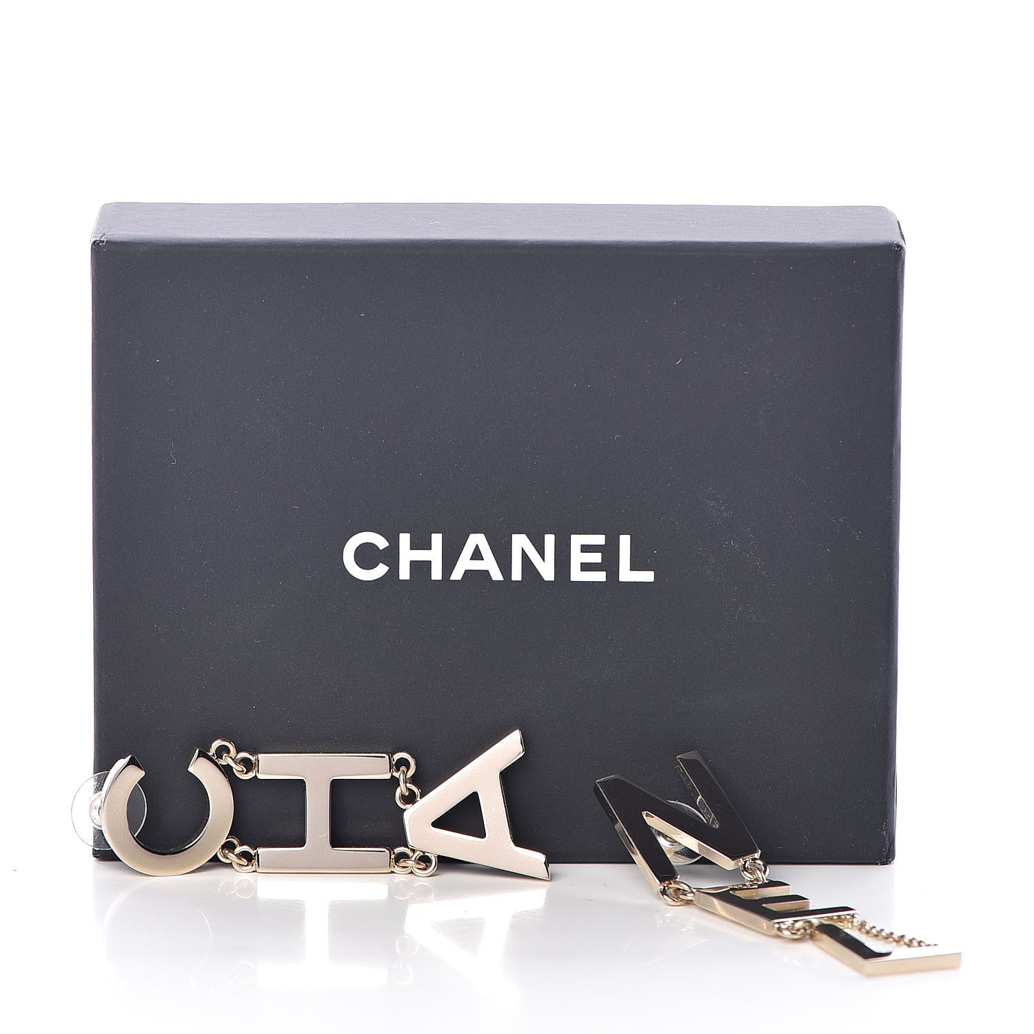 Chanel Metal Cha-Nel Logo Drop Earrings Gold 5 of 5