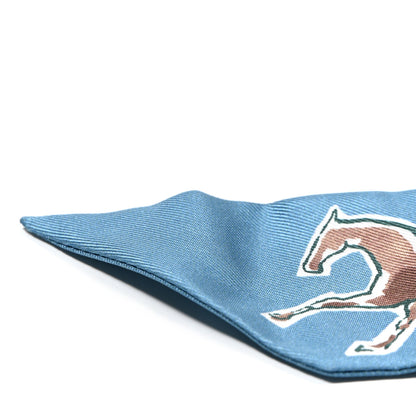 Hermes Silk Chevaux En Liberte Twilly Bleu Glacier Beige 5 of 6