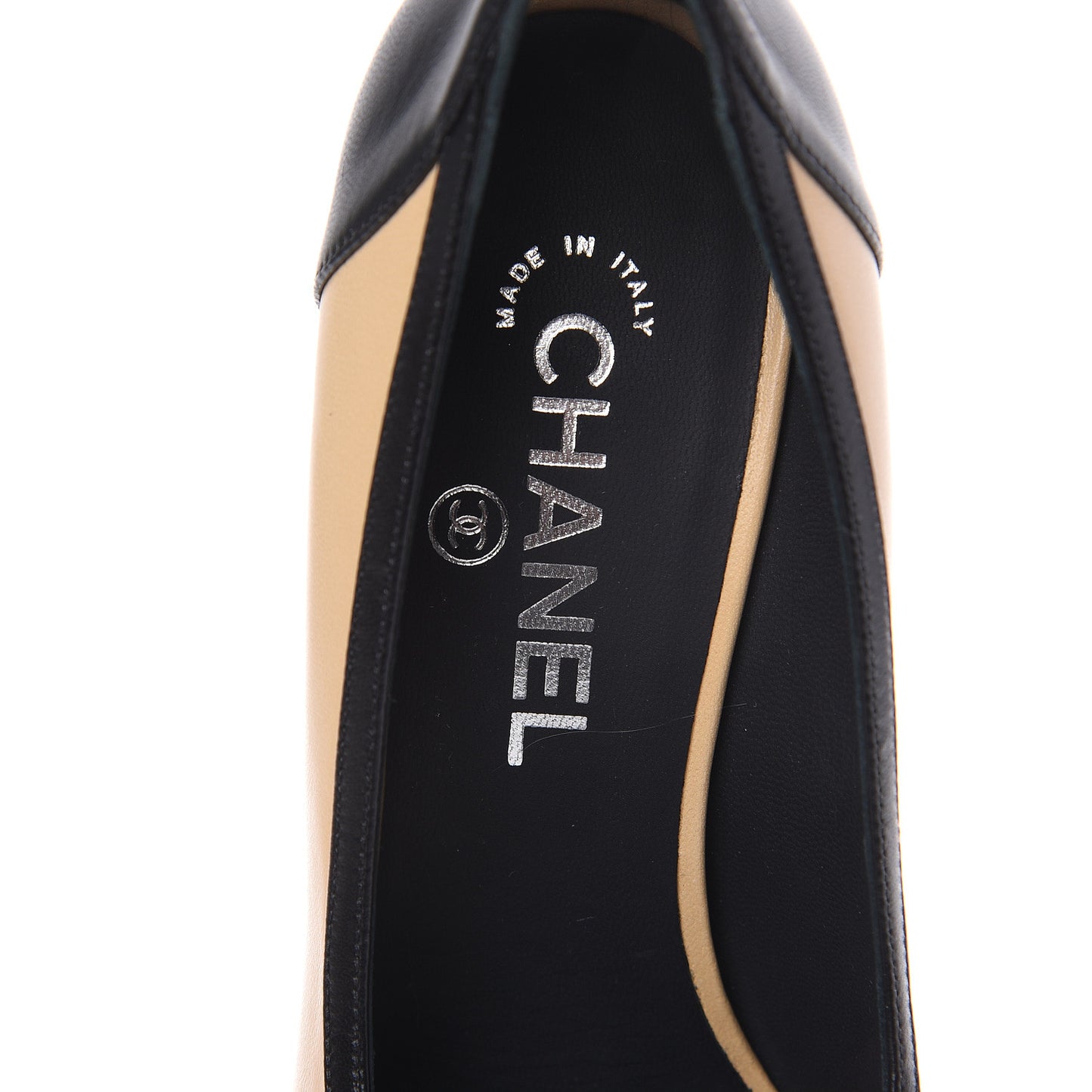 Lambskin Cap Toe Bow Pumps 38 Beige Black