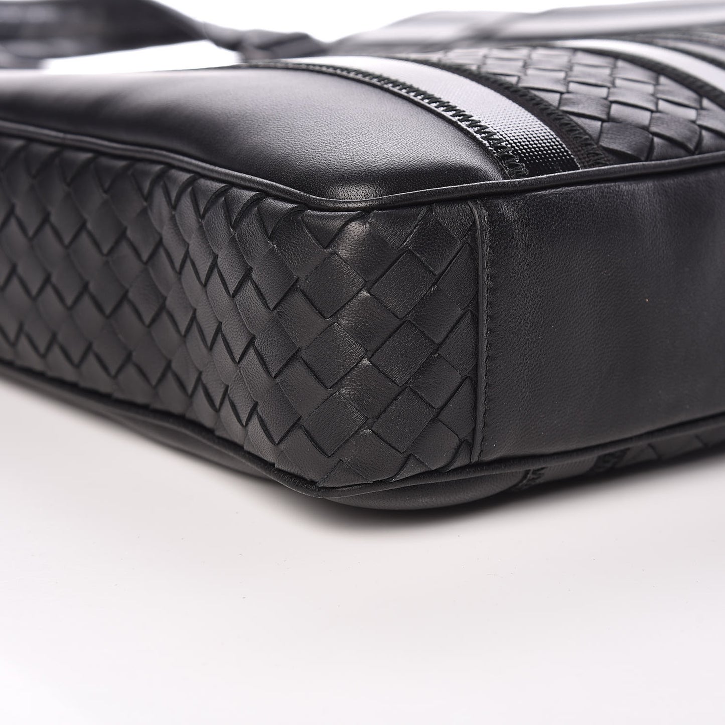 Nappa Tech Nylon Intrecciato Stripe Tote Black